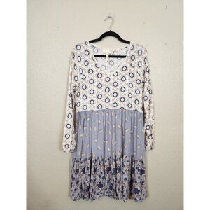 Matilda Jane Dress Long Sleeve Tiered Floral Print Casual Blue Size M‎